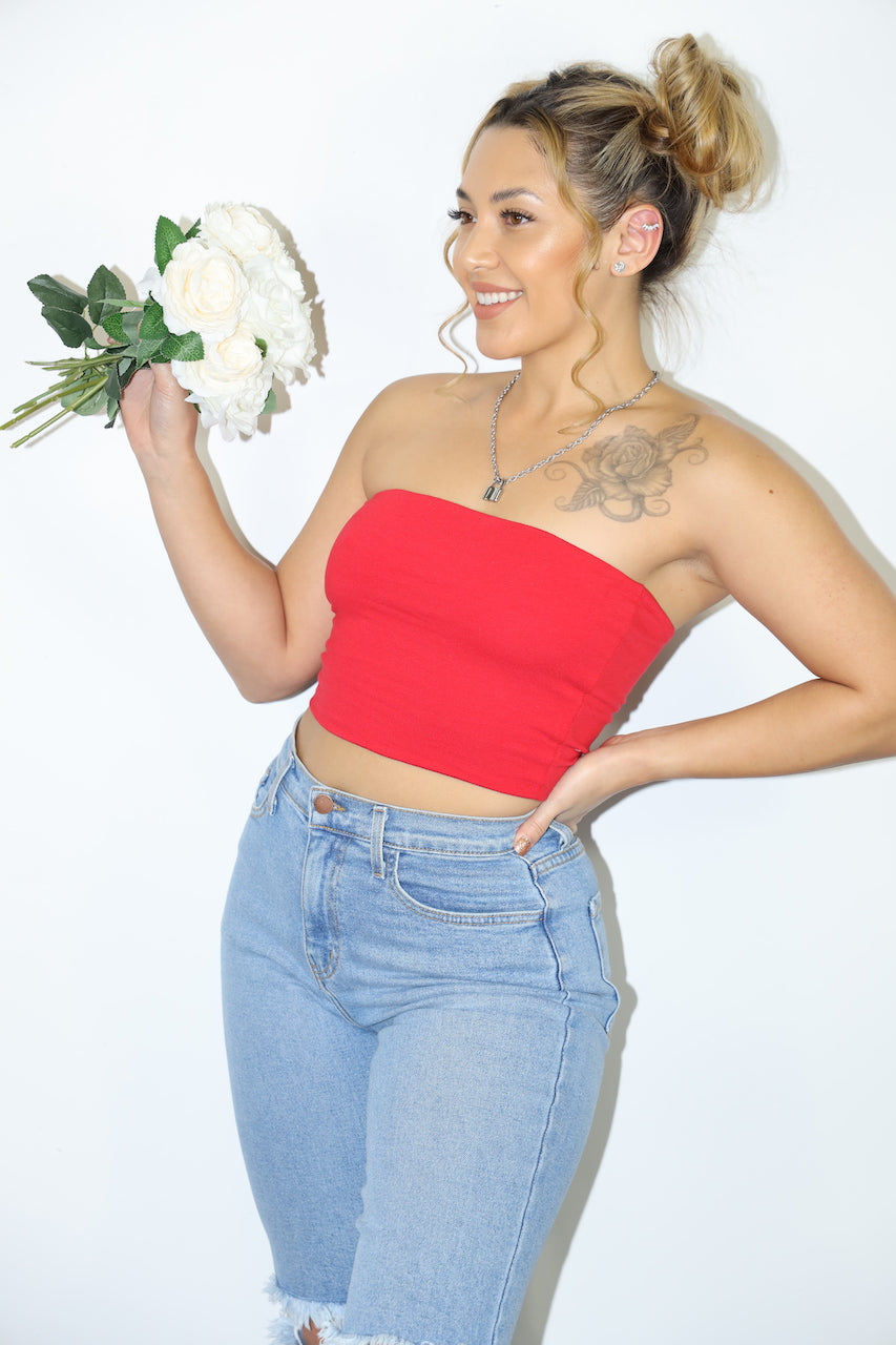 plus size red tube top