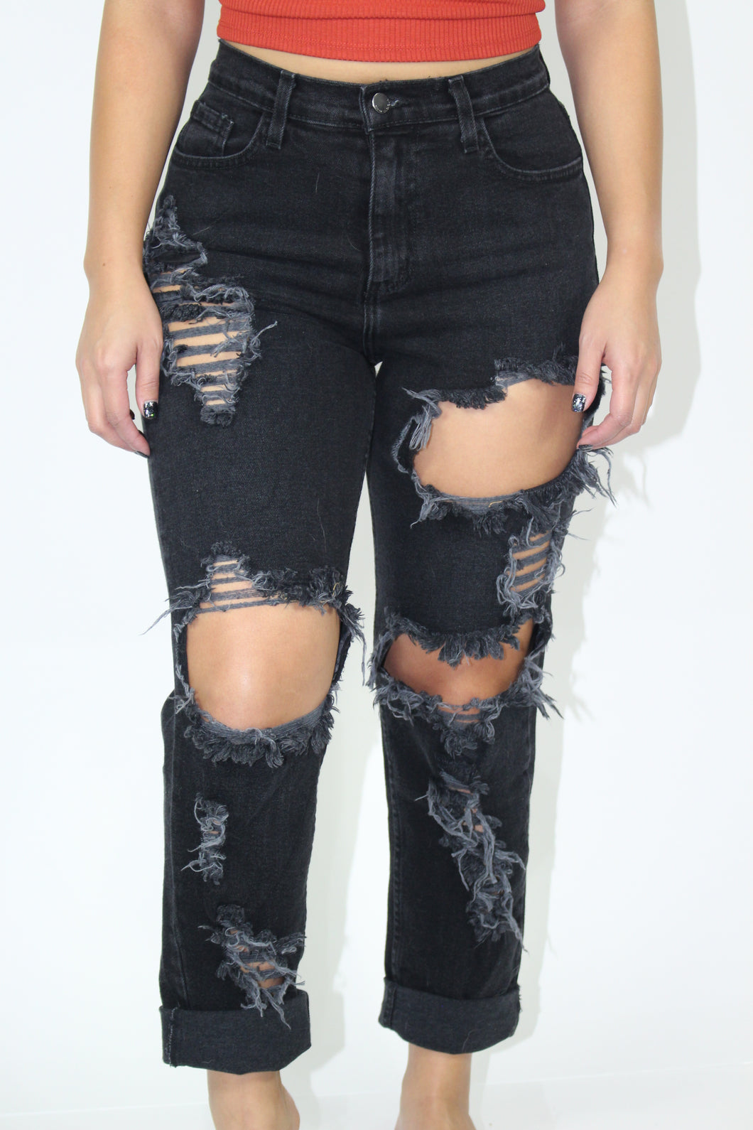 plus size distressed mom jeans