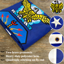 Load image into Gallery viewer, US Air Force Flag 3x5 for Outdoor Made in USA - All-Weather Heavy Duty USAF Flag with Magnificent Double-Sided Embroidery - UV Protected - Brass Grommets - Comes with Bonus Car Sticker
