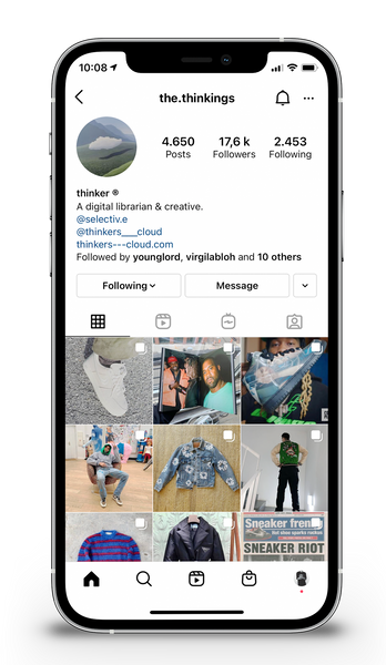 iPhone 12 Pro Mock-up with Instagram opened on The.Thinkings page