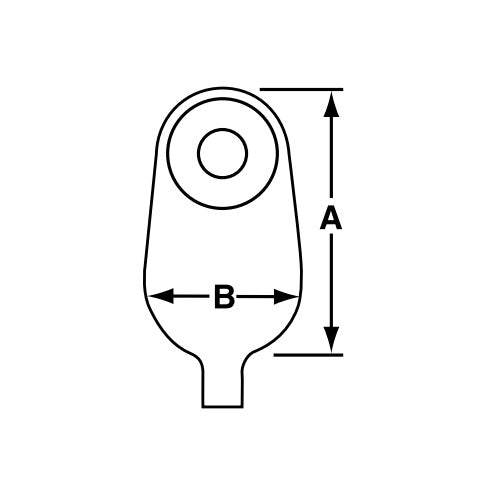 MARLEN All-Flexible Plastic Urostomy Pouch Size Diagram