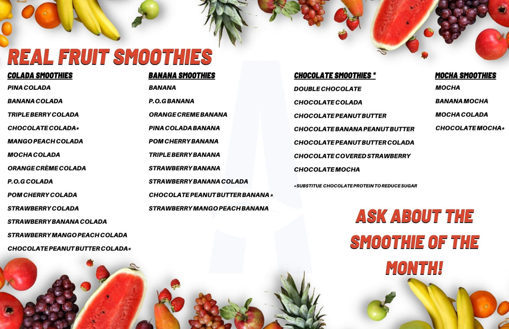 Abundant Hope Naturals fruit smoothie menu