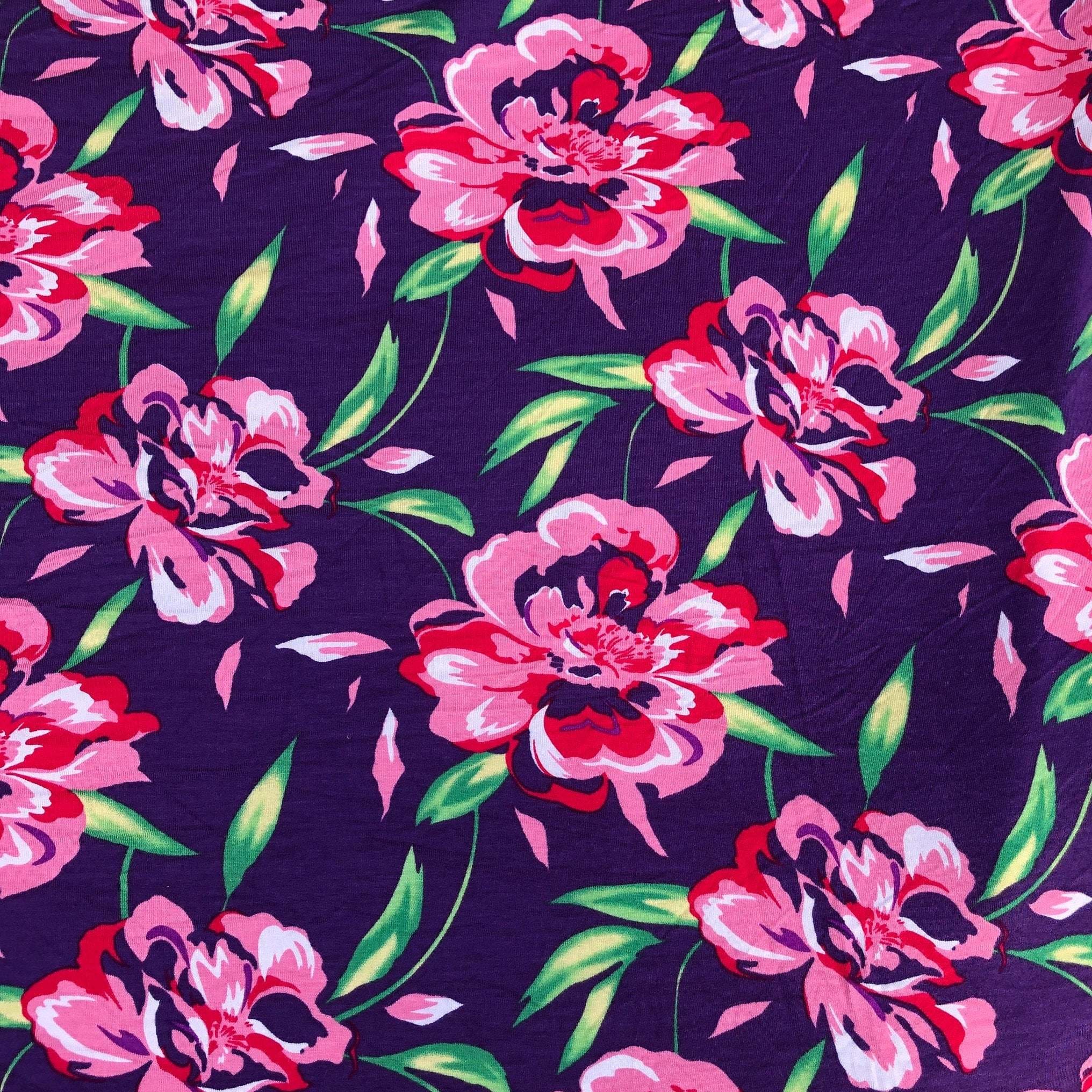 Ditsy Floral Printed Stretch Cotton Poplin - Sand / Green / Lavender / Pink  - Fabric by the Yard