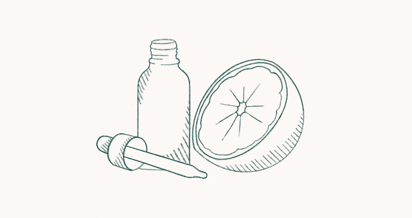 Illustration of orange and serum container