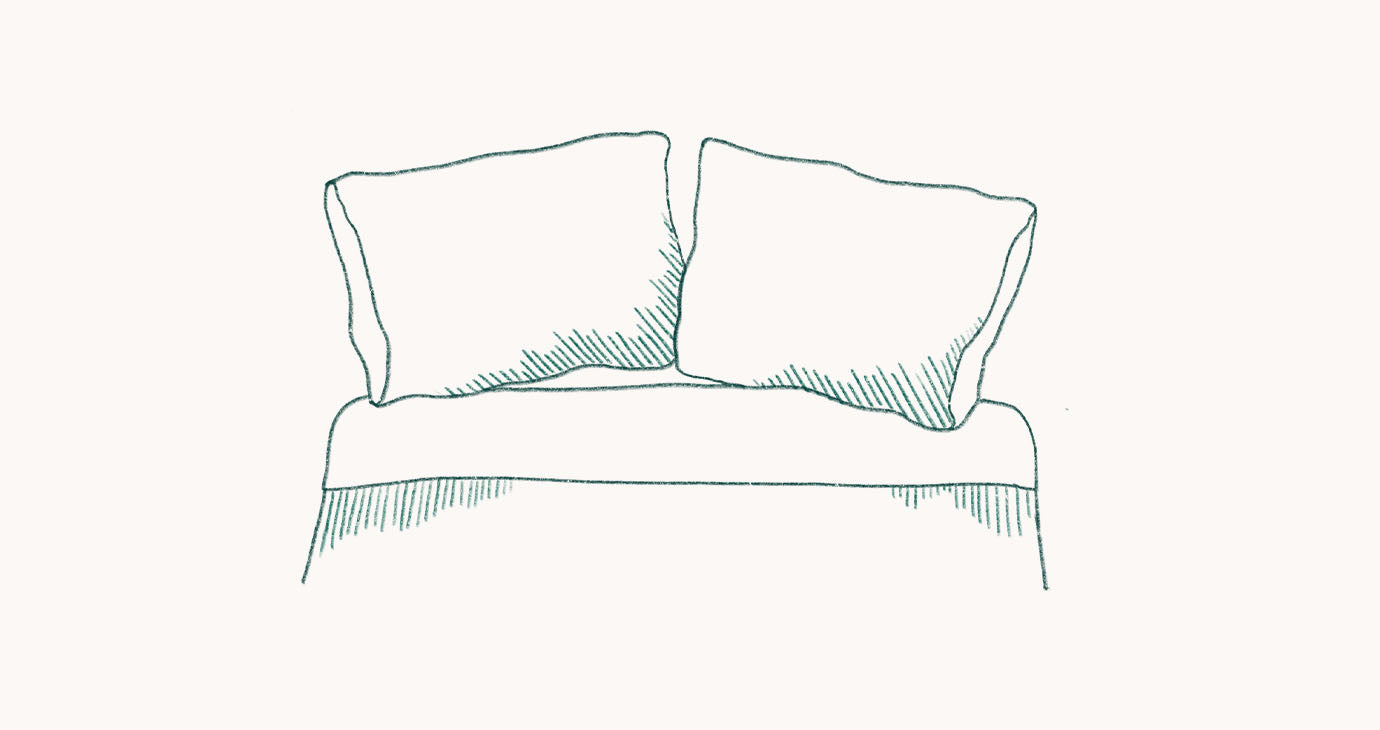 Illustration of bed and pillows