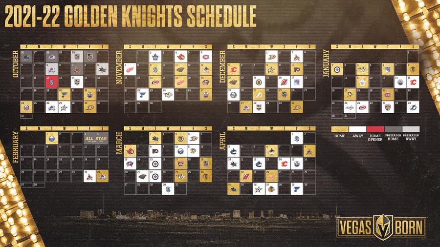 Vegas Golden Knights 2021-2022 Schedule