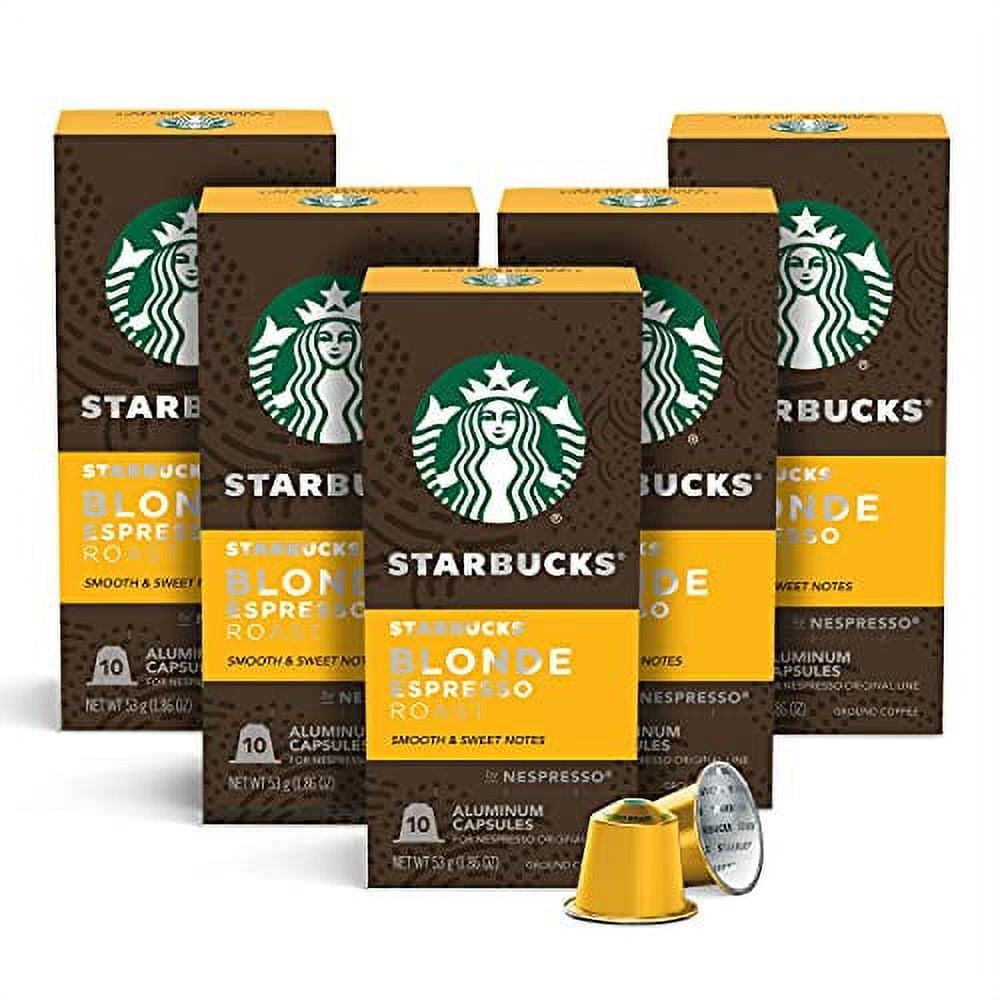 Starbucks by Nespresso, Blonde Roast Espresso (10 Count (Pack of 5) single serve capsules, compatible with Nespresso Original Line System)