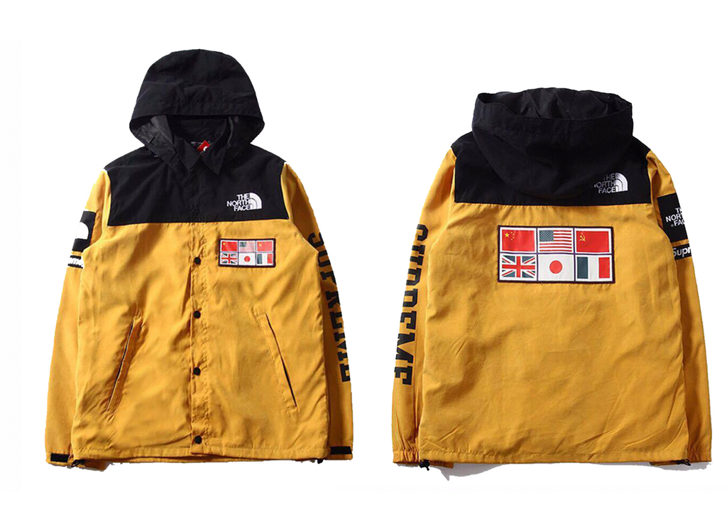 supreme north face jacket yellow