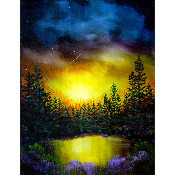 forest at twilight painting