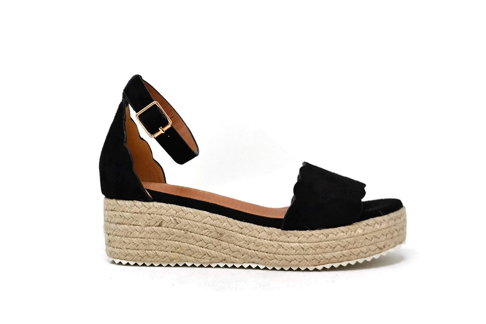 black scalloped espadrilles