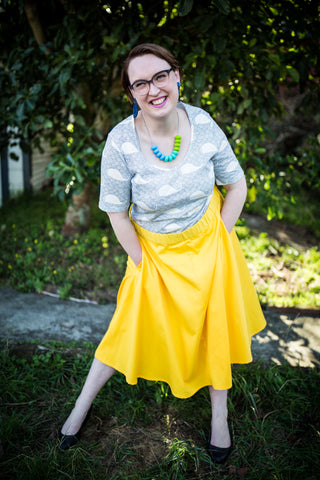 bright bright yellow a-line skirt