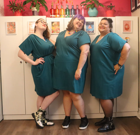 fat babes in an Atlantic coloured plus size dress