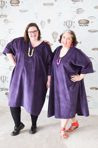 purple corduroy plus-size dress