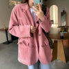 2022 Spring Autumn Korean Long Sleeve Woman Jacket Oversized Blazer Ladies Tops Corduroy Chinese Harajuku Coats Vintage