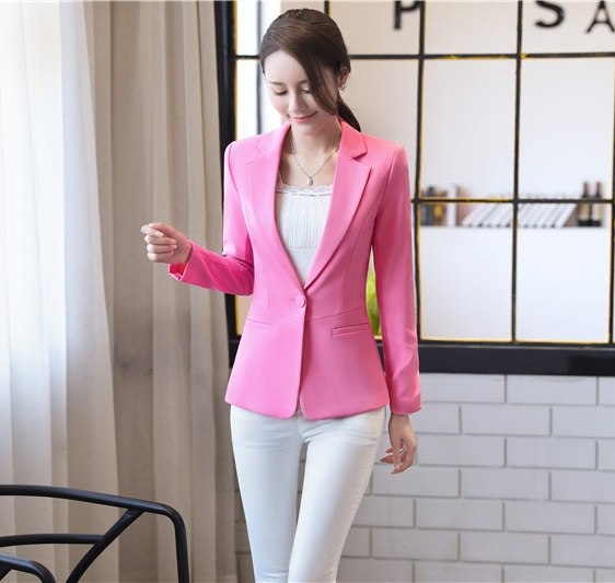 Formal Women Blazers Ladies Sky blue Jackets Long Sleeve Elegant Femal ...