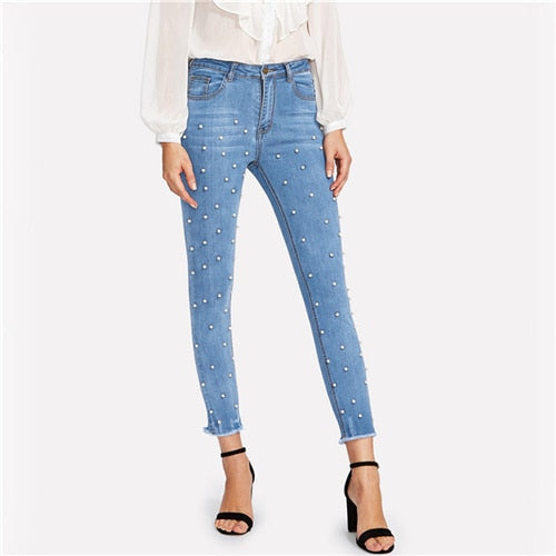 women's raw hem jeans