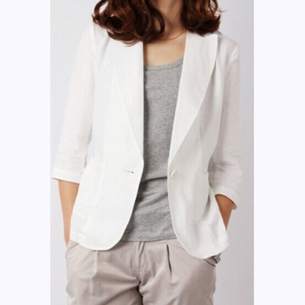 short sleeve white blazer