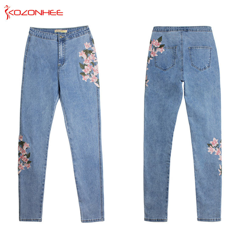 women's plus size embroidered jeans