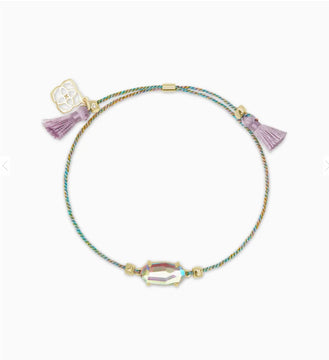 Everlyne Multicolor Cord Friendship Bracelet In Dichroic Glass
