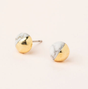 Dipped Stone Stud - Howlite/Gold