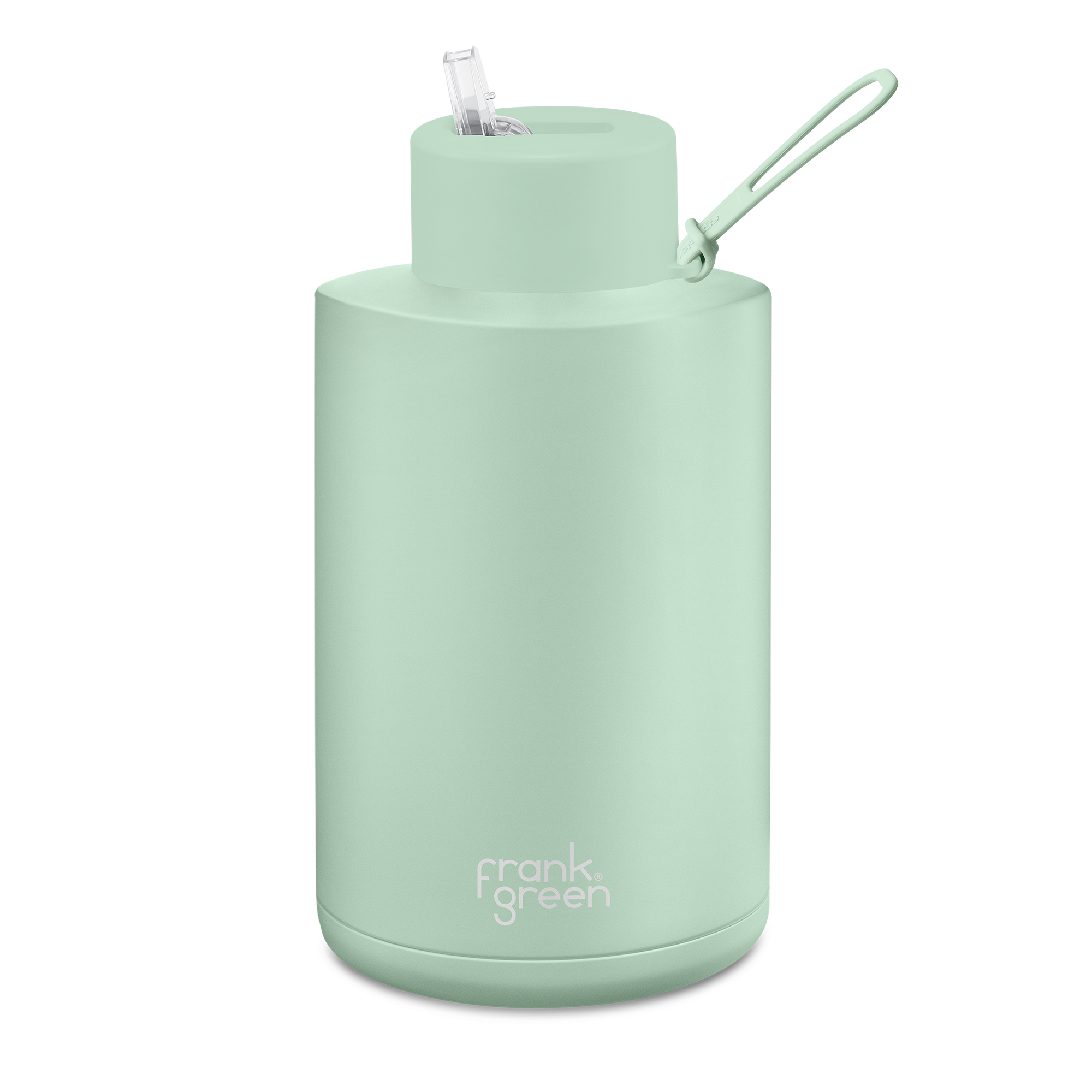 Frank Green North America Ceramic Reusable Bottle with Straw Lid - Extra Large 68oz / 2,000mL, Mint Gelato