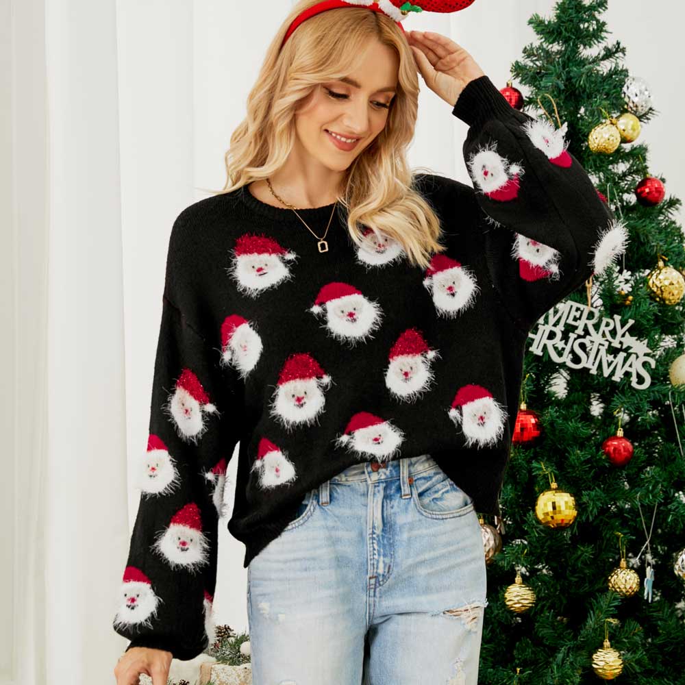 Lesmart Women's Fashion Santa Claus Ugly Christmas Sweater | Cute ...