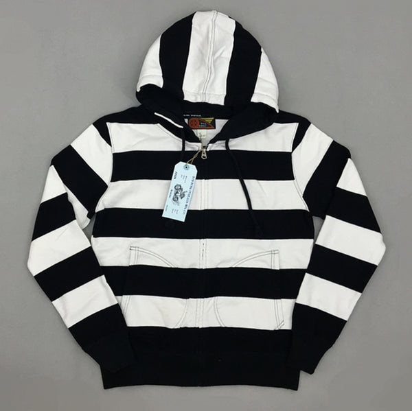 white and black striped hoodie