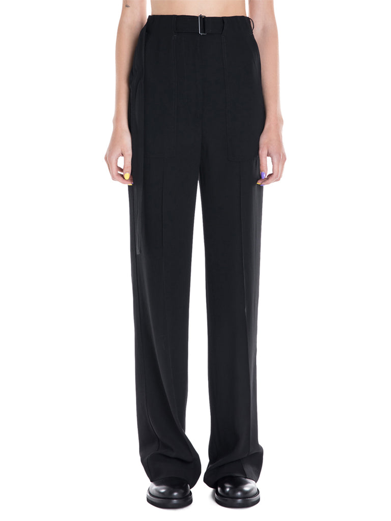 high waisted belted trousers