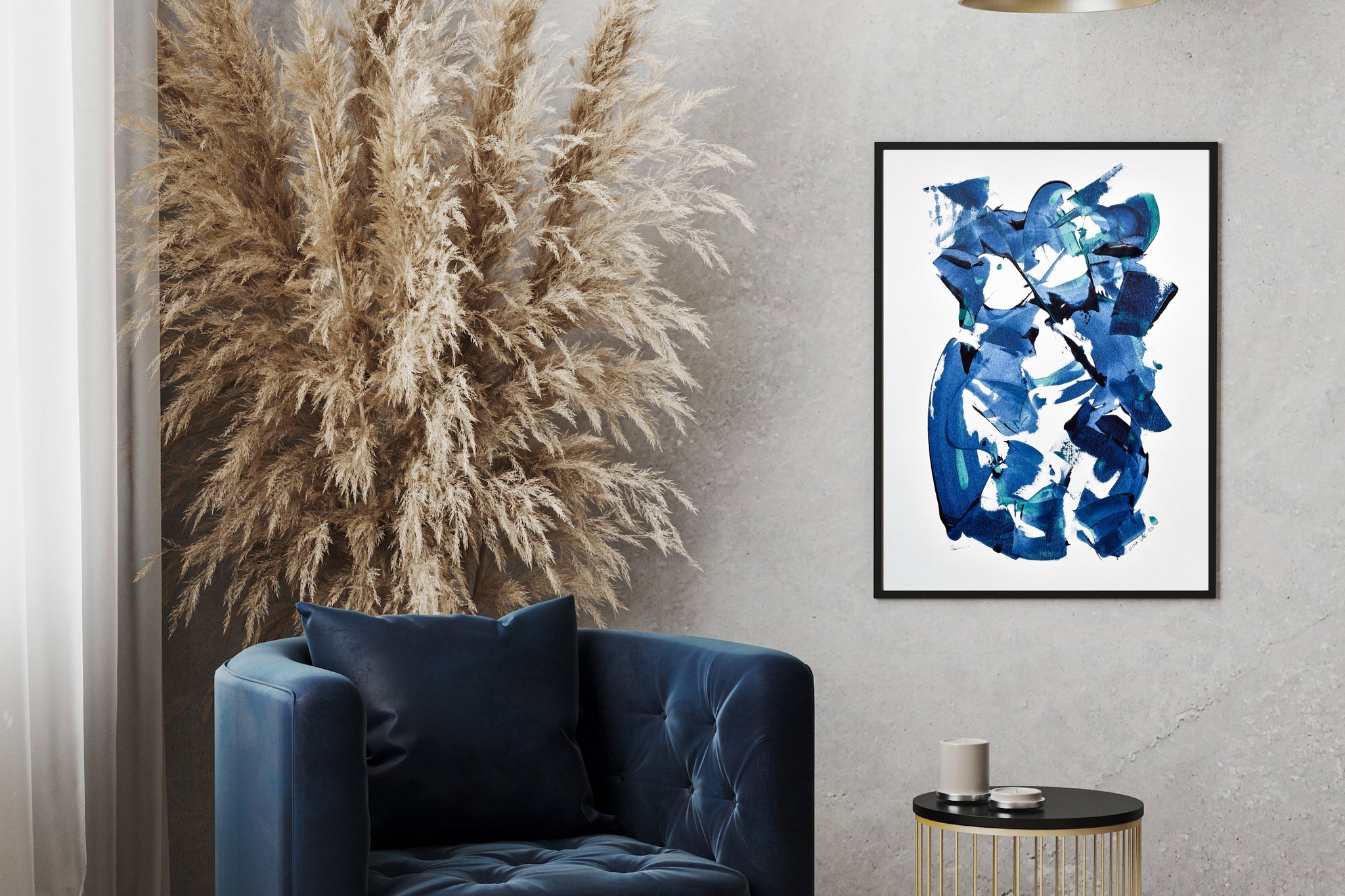 Blue abstract art in interior