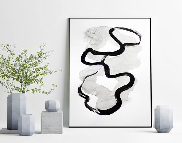 Black and white abstract art on paper