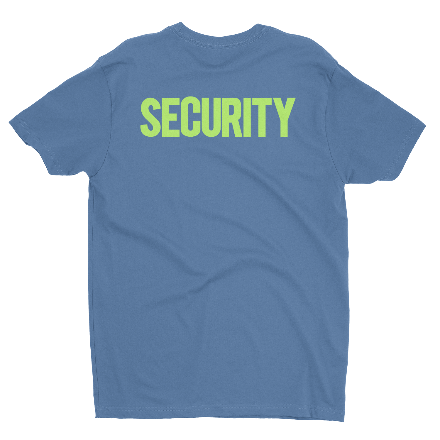 mens security tee indigo blue neon print