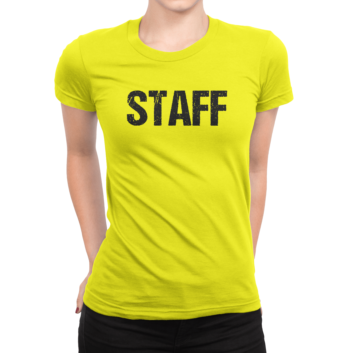 Staff ladies tees safety neon green shirts