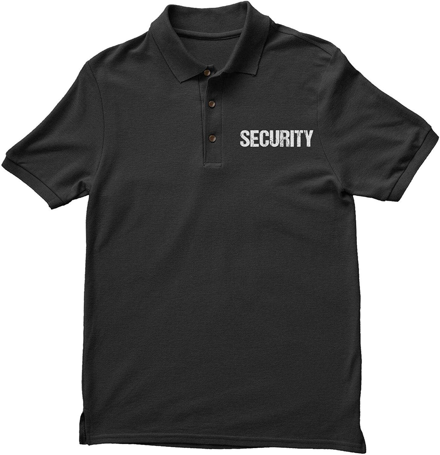 Security Polo Shirt Front & Back Print (Distressed, Black & White ...