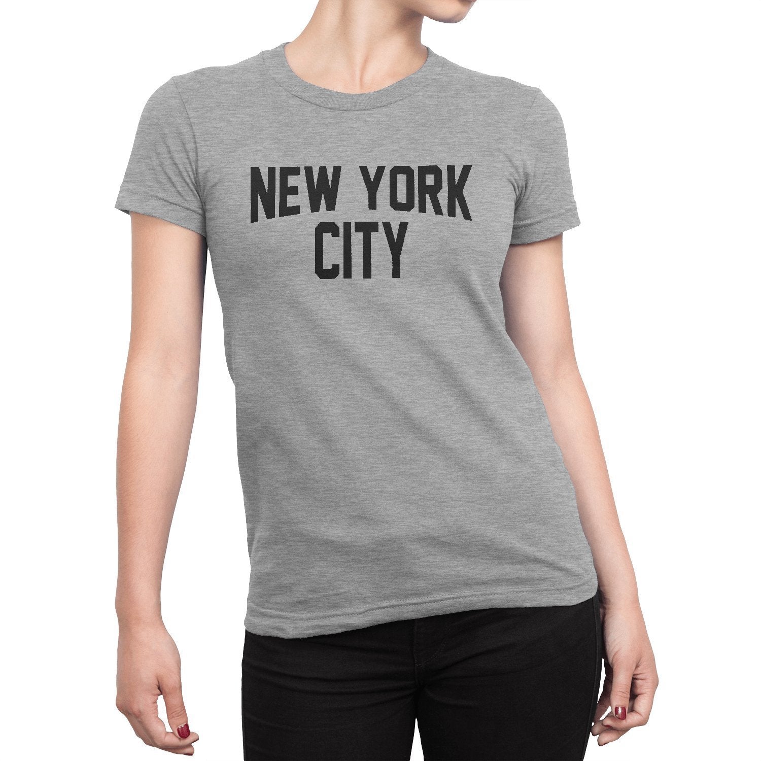 Men's New York City John Lennon Ringer Tee T-Shirt (Gray/Black, Regula