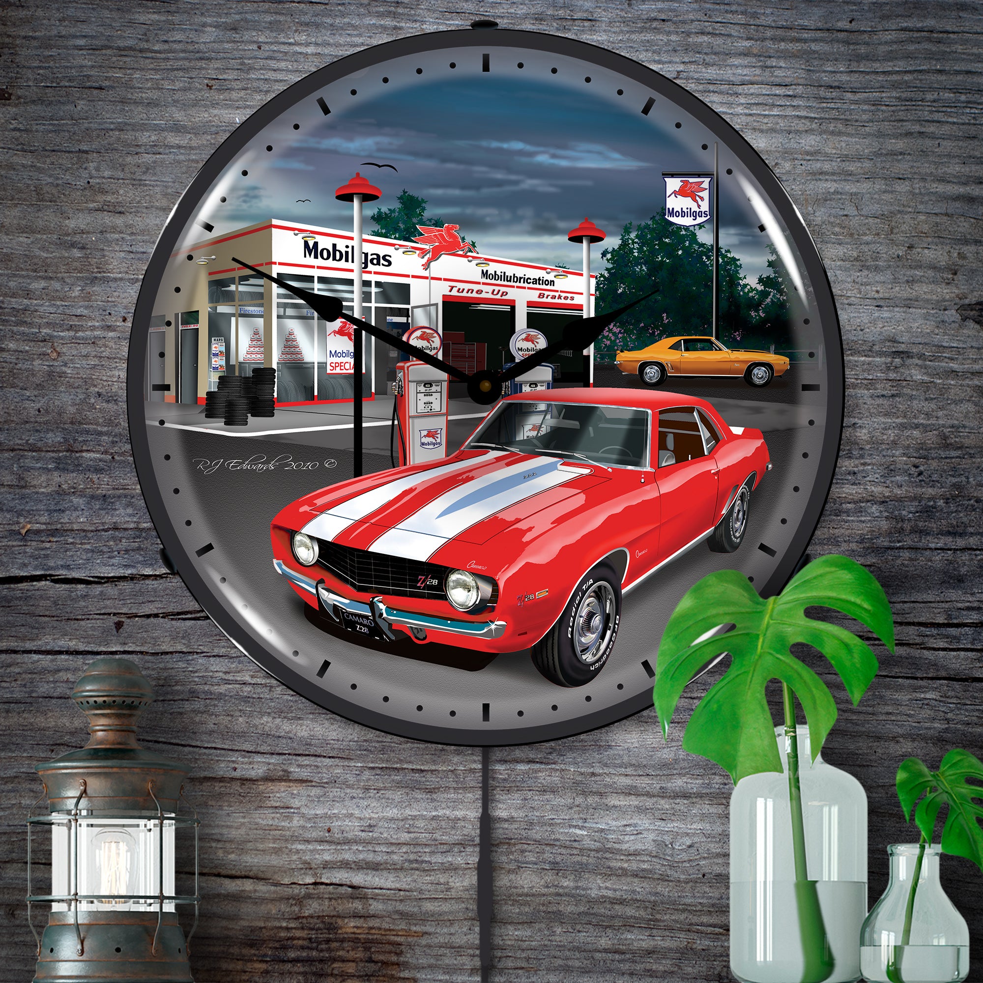 1969 Camaro Mobilgas LED Clock – Studio 21 Graphix