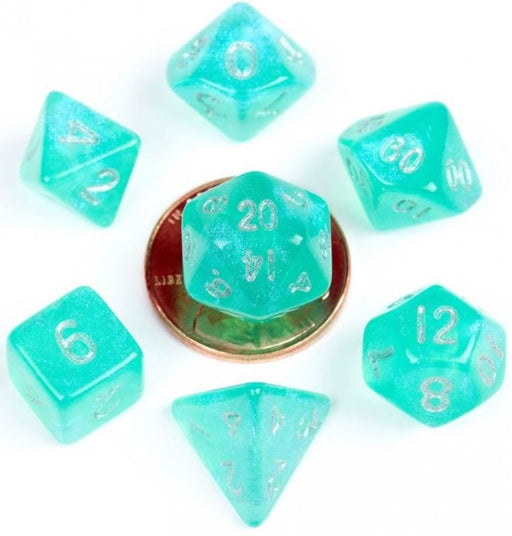 MDG Acrylic 10mm Polyhedral Dice Set - Stardust Teal