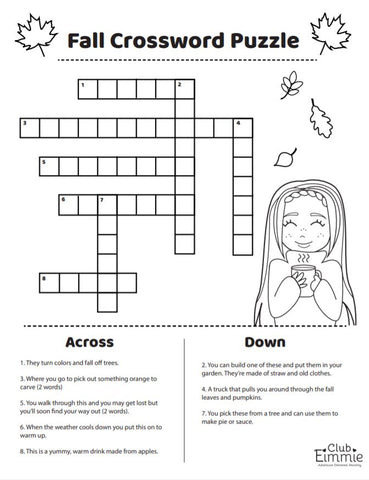 fall crossword puzzles for kids