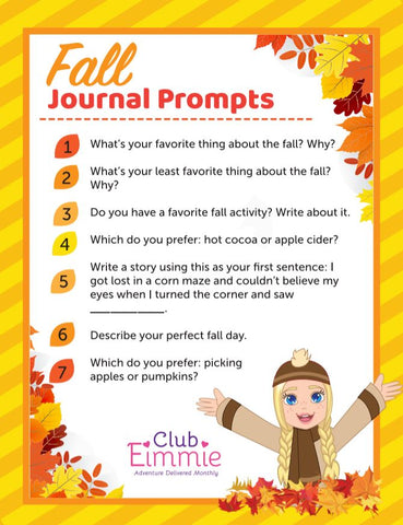 fall journal prompts for kids