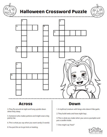 halloween crossword puzzle for kids