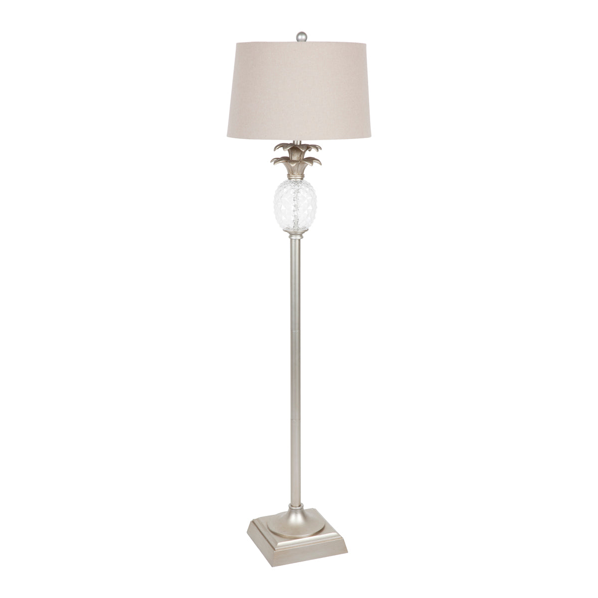 silver floor lamp with table