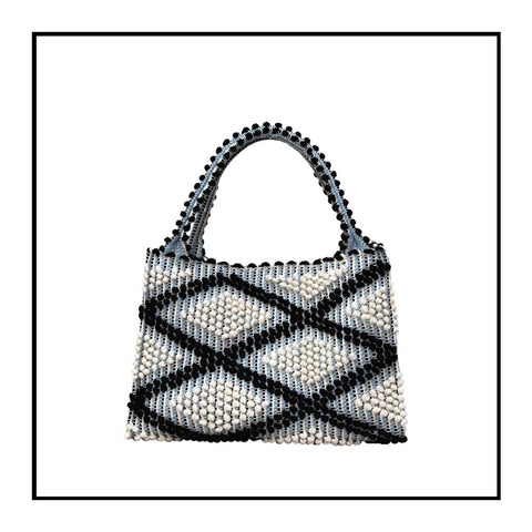 alternative product - MONTE SANTU - HOBO BAG - black and cream handbag -  Best eco luxury bags and accessories brand. Stylish clothes and Eco-Friendly with recycled yarns #luxury #ecoconcious #sustainablestyle  #ethicalbrands #ecoliving  #ecofashion #ecostyle #ethicalhandbags #handbags