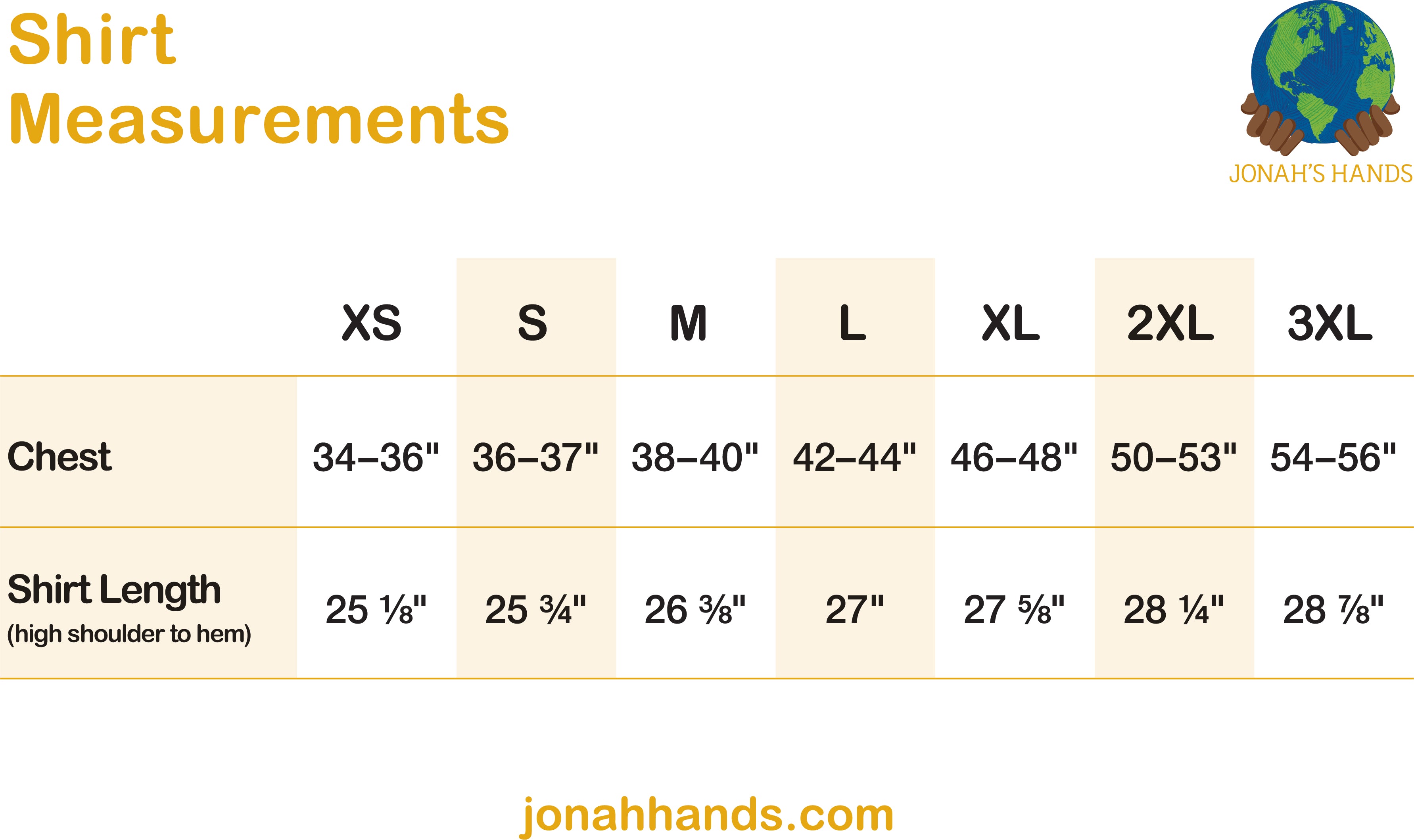 Bump Size Chart