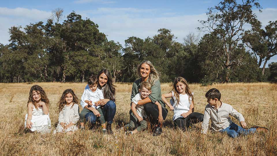 Celeste Giannas, Natasha Weir and their children