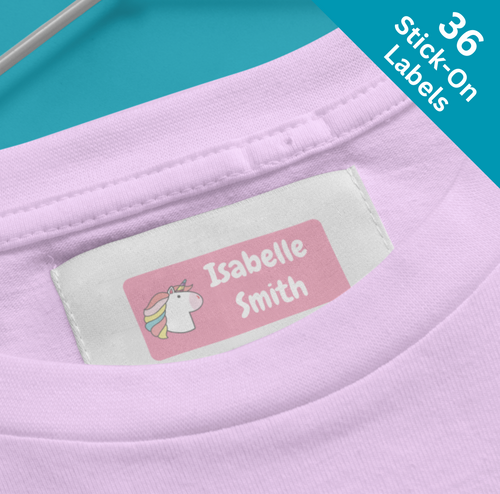 Unicorn Rainbows Stick On Clothing Labels