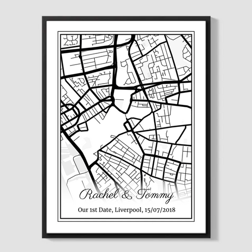 Decorative Border Street Map Poster Print