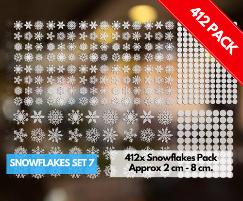 Mega Snowflake Window Stickers 412 Pack - Christmas Window Sticker Decals For Home Shop Window Xmas Decorations