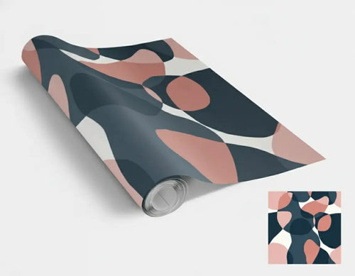 Abstract Navy White Pink Blobs Self Adhesive Vinyl