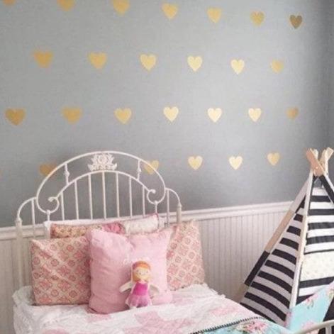 100 Gold Heart Wall Stickers