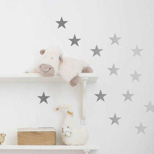 30 Large Silver Metallic Stars Wall Stickers