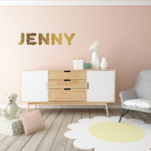 Gold Polka Style Name Wall Sticker